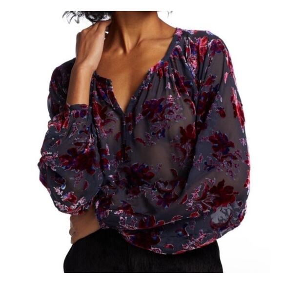 Rag & Bone Women's XS Purple Multi Yuni Burnout Blouse Sheer with Tank EUC - Picture 1 of 10
